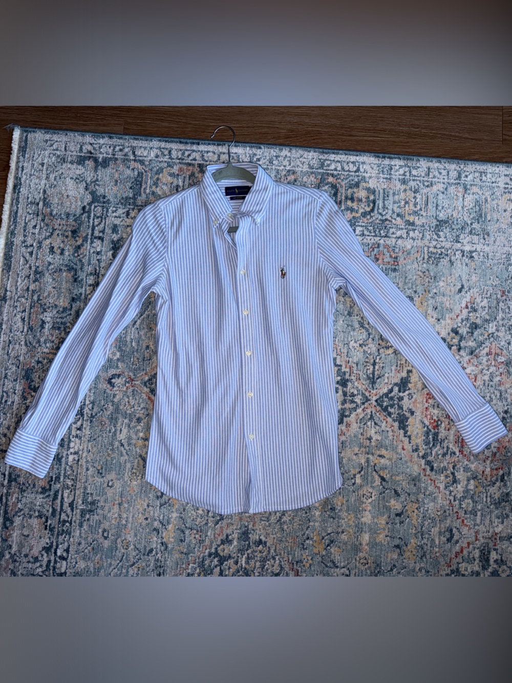 Polo by Ralph Lauren Blue and White Striped Button-Down Shirt